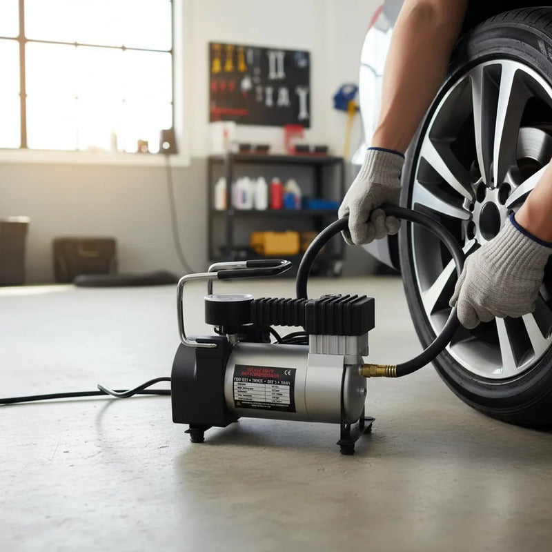 Mini Compresor De Aire Vehiculos, Ciclas, Inflador 12v Gris 12v