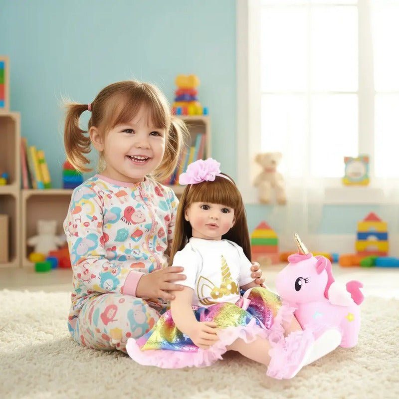 Bebe Aspecto Realista Silicona + Accesorios Unicornio