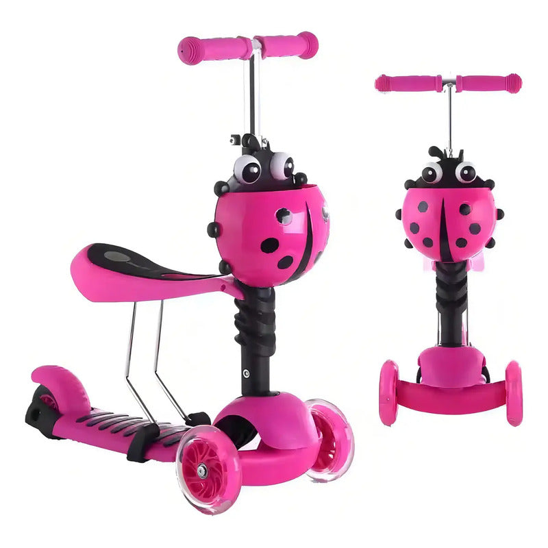 Patineta Scooter Mariquita Infantil Verde Ruedas 20cm Asiento Ajustable Ladybug