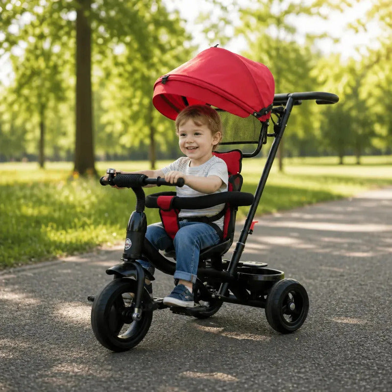 Triciclo Paseador Con Guía Bebe Infantil Paseador 6041 Rojo