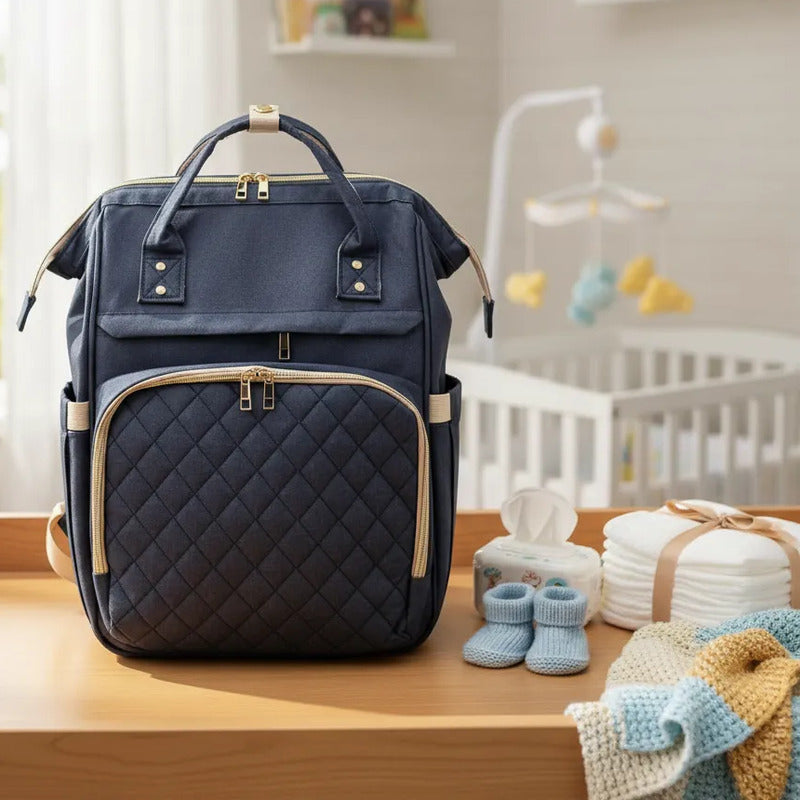 Bolso Pañalera Morral Moderno De Bebe 11519-14 Azul Lisa