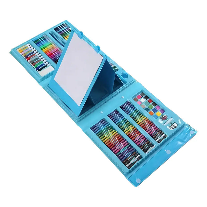 Set De Arte Para Niños 208 Piezas Portátil Crayon Colores Color Azul