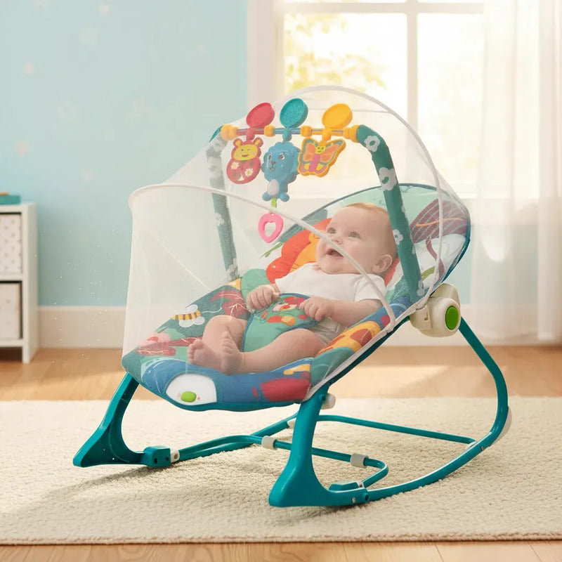 Silla Vibradora Musical Para Bebes Color Azul Oscuro León