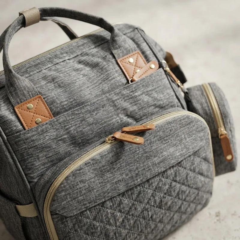 Pañalera Bebe Funcional Múltiples Compartimentos 11519-15 Gris Oscuro Unicolor