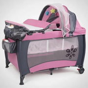 Cuna Corral Camping Plegable Con Toldillo Y Cambiador Rosado Rosa