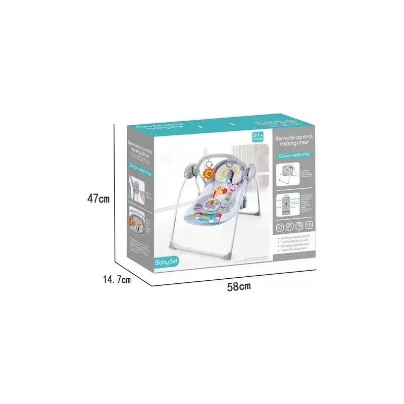 Columpio Electrico Mecedora Con Control Musical Para Bebe  Gris