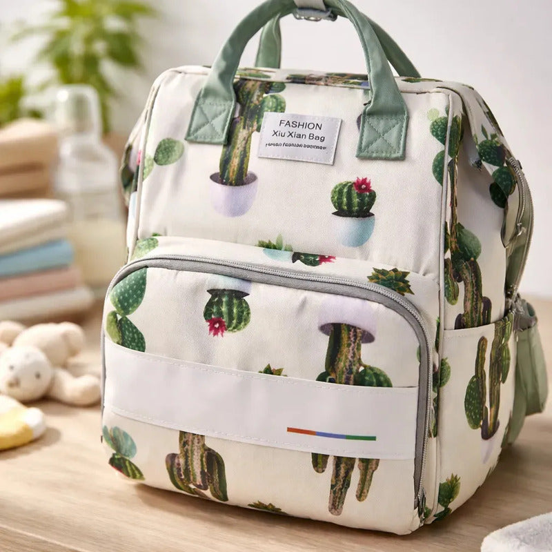 Bolso Pañalera Morral Moderno De Bebe Estampados 11519-8 Beige Captus