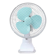 Ventilador Abanico De Mesa Y Pinza 2 En 1 3 Blanco 110v Azul Plástico