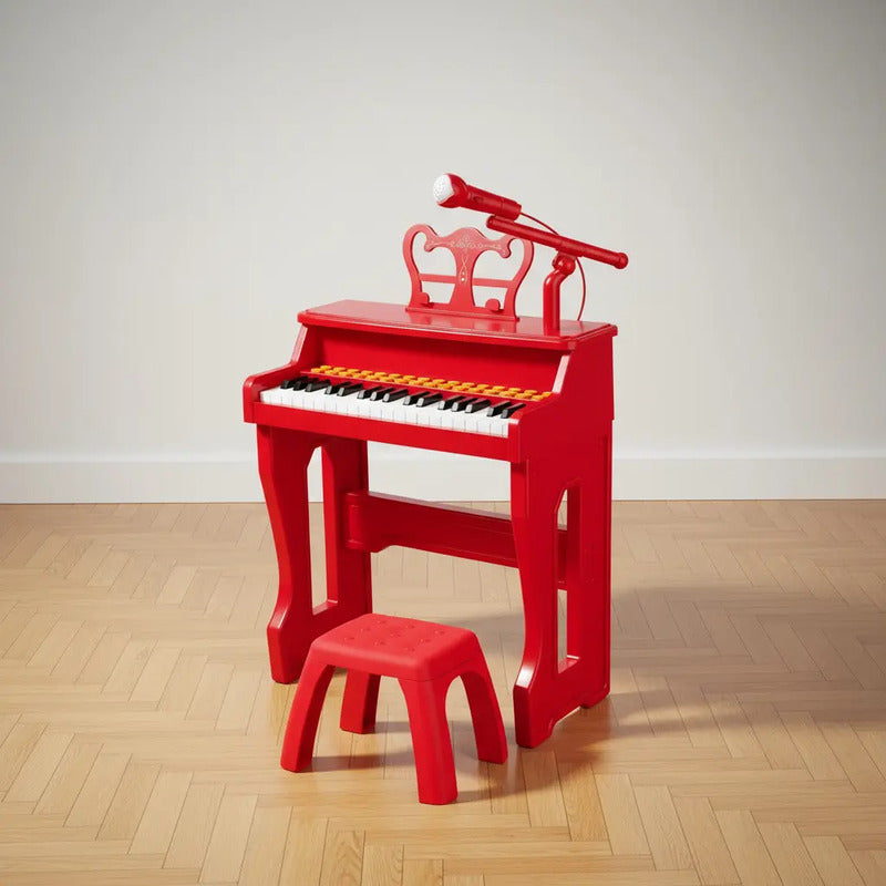 Piano Organeta Clasico Musical 37 Letras Juguetes Con Silla