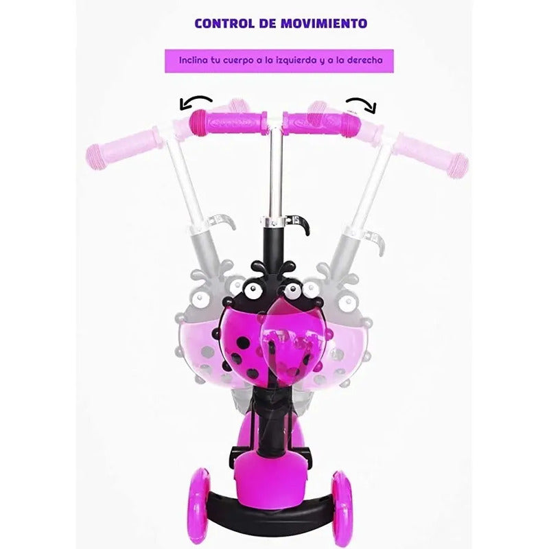 Patineta Scooter De Pie Scooter Mariquita Qc2864-rs Rosa Qc2864