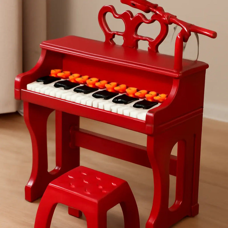 Piano Organeta Clasico Musical 37 Letras Juguetes Con Silla