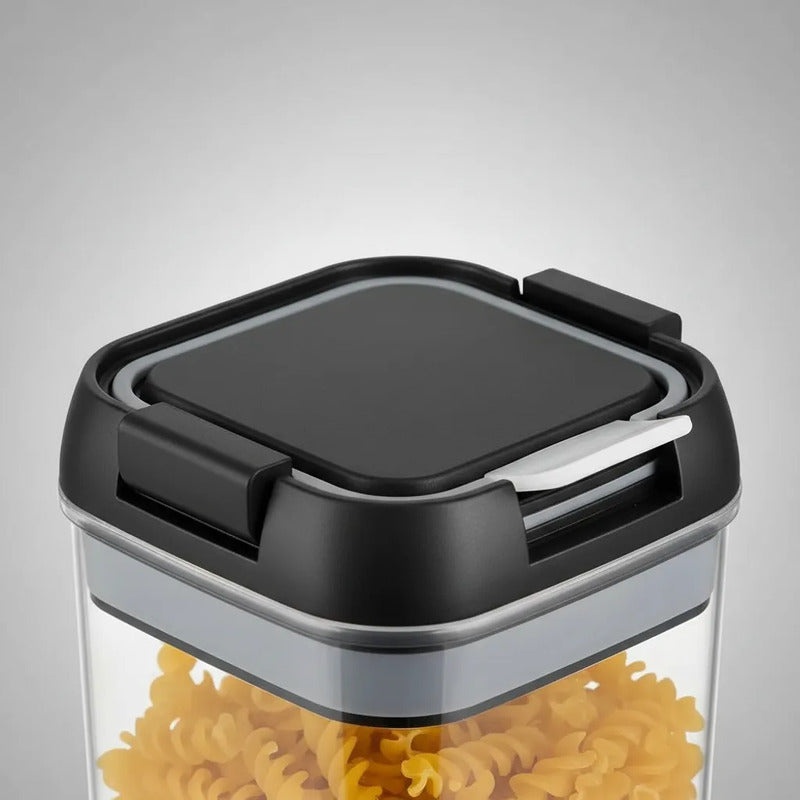 Recipientes Hermeticos Organizadores De Cocina Color Negro Transparente