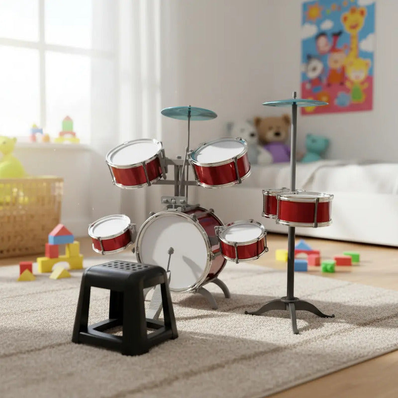 Set Batería Musical 7tambores + Silla Niños Percusión Hk8031