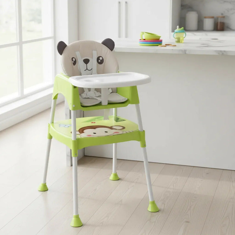 Silla Comedor Y Escritorio Para Bebe + Cojin Acolchado Oso