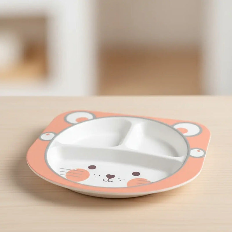 Set Vajilla Bebes Niños Bambu 5 Piezas Plato Con Divisiones