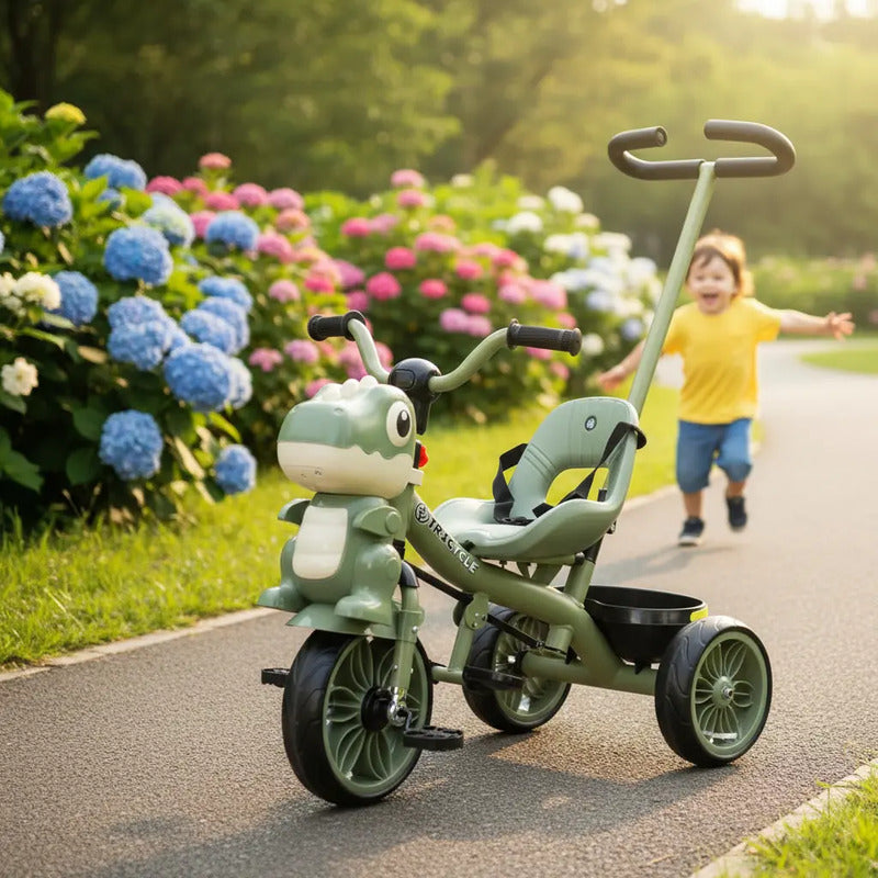 Triciclo Infantil Dinosaurio Con Música Y Cesta Tr-066