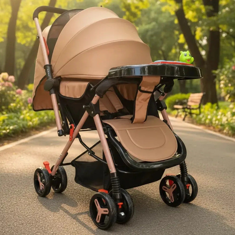 Coche Para Bebe Capota Expandible Reversible Cs-16 Beige Dorado