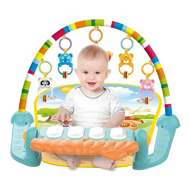 Gimnasio Piano Manta Con Sonajeros Para Bebes Y Con Sonidos Color Celeste Expreso Polar