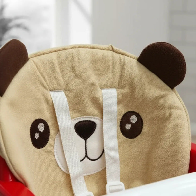 Silla Comedor Y Escritorio Para Bebe + Cojin Acolchado Oso