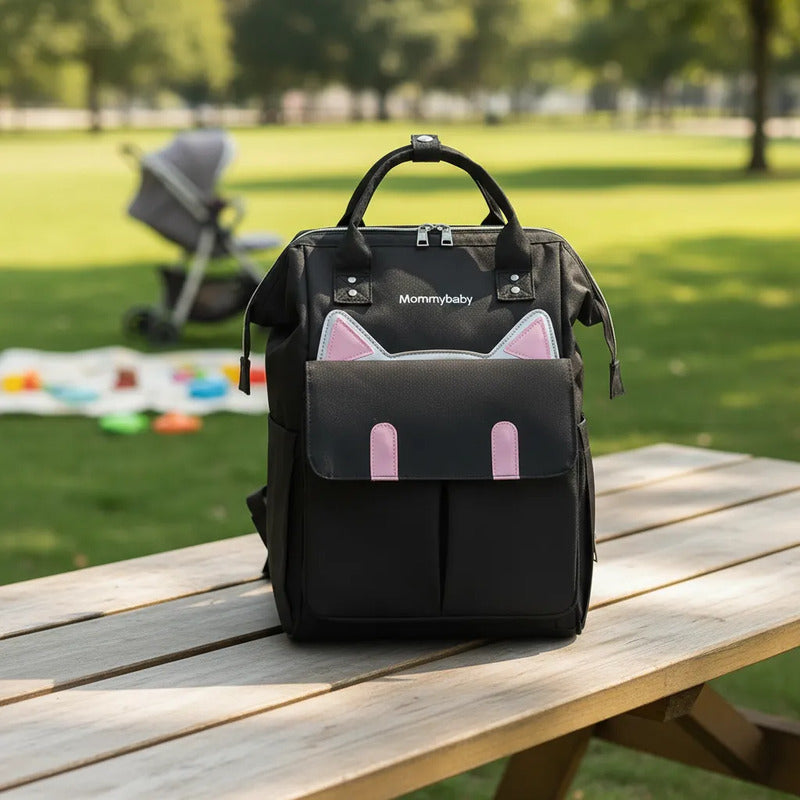 Bolso Pañalera Multifuncional Bebe Mochila Gatico Ref 1403