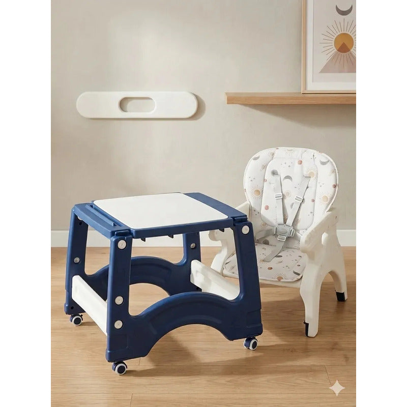 Silla Comedor Escritorio Multifuncional 3 En 1 Bebes O Niños Azul