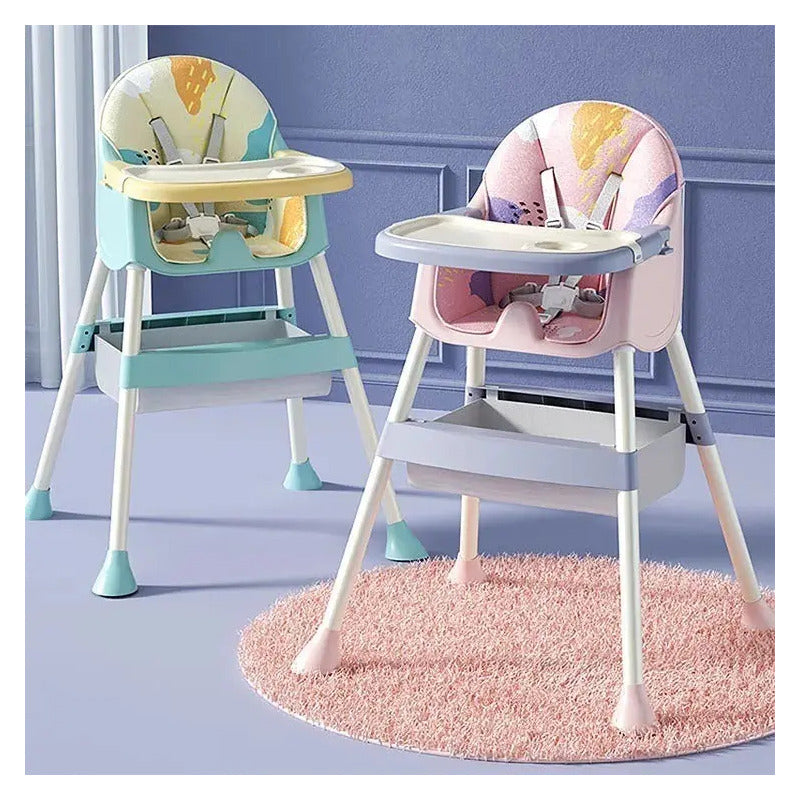 Silla Comedor Para Bebe Portátil Niños Niñas Color Rosado Bolas