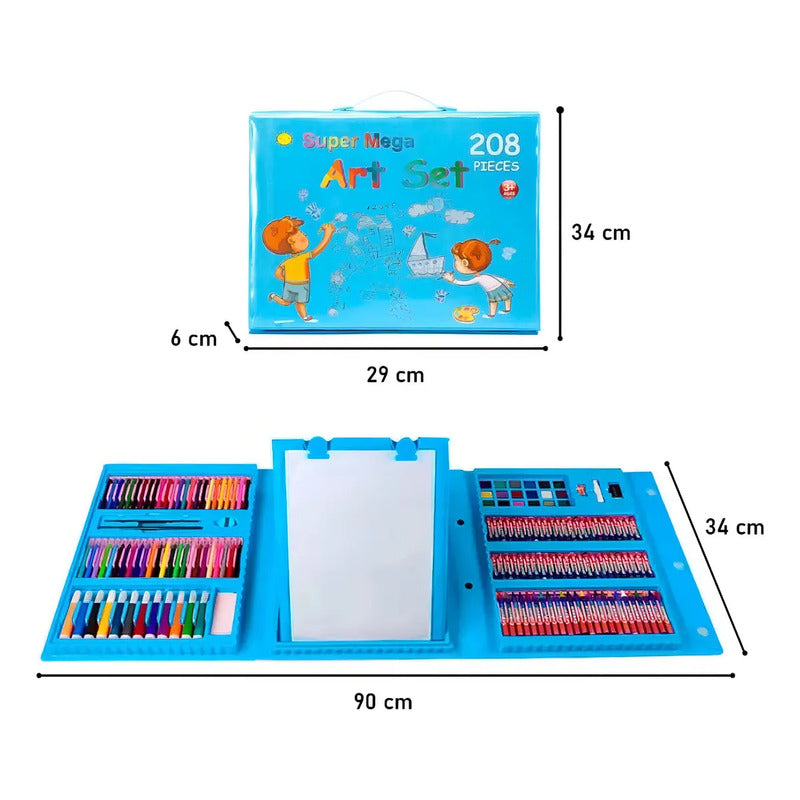Super Mega Art Set 208 Piezas Crayon Lavable Incluye Estuche Rosa