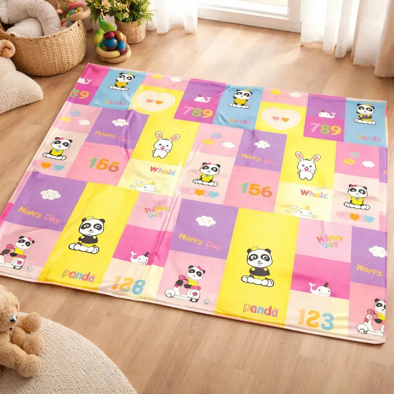 Tapete De Juego Plegable Gateo Bebé 200x180 Cm Doble Faz Conejo-tren