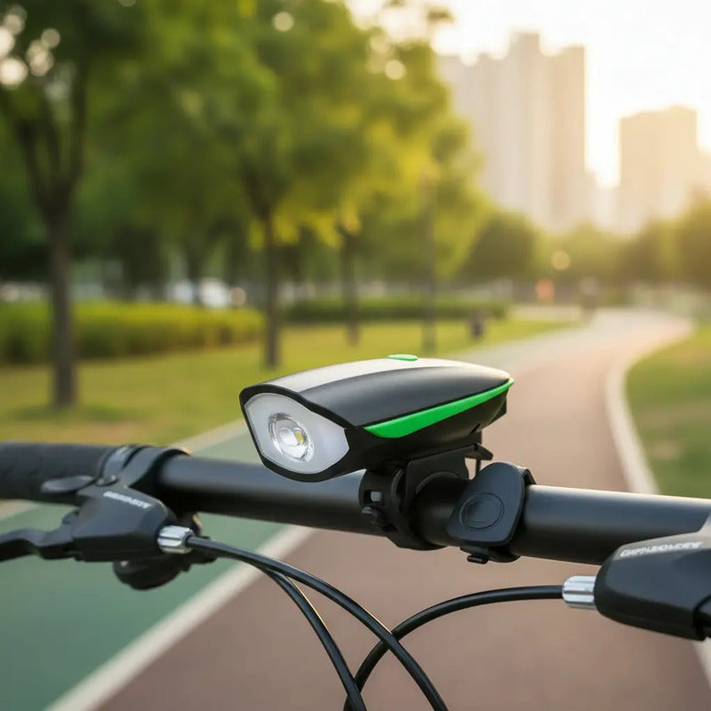 Luz Linterna Blanca Con Pito Bicicleta Recargable 250 Lumens