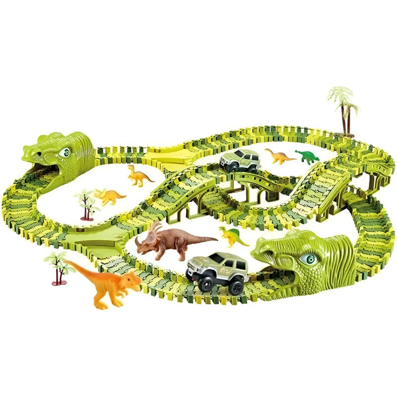 Pista Flexible De Dinosaurios Para Niños 240 Piezas Verde
