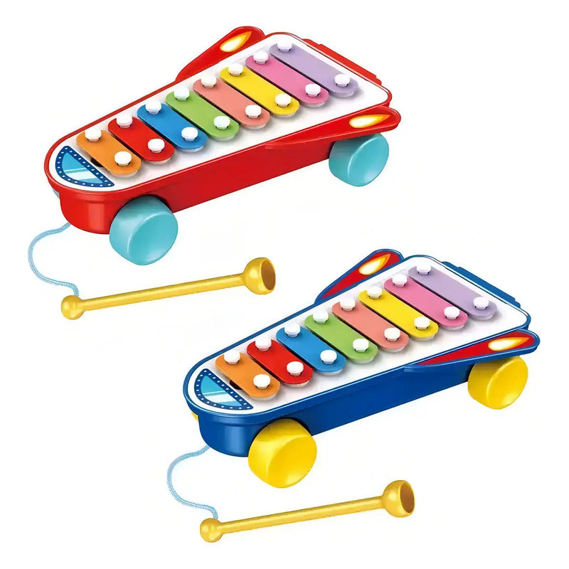 Xilófono Con Ruedas Para Niños, Juguete Musical Educativo De 8 Teclas Rojo