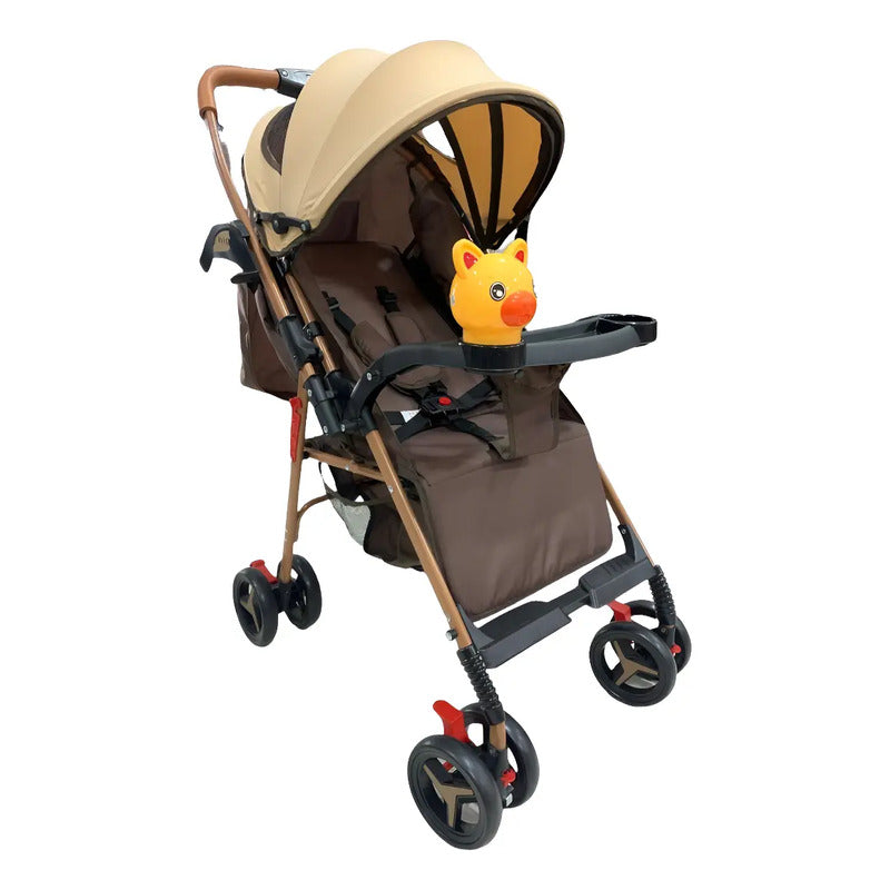 Coche Para Bebe Con Capota Expandible Fino Reversible 701-4 Marrón Dorado