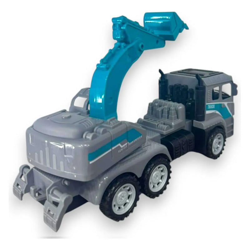 Camión Retroexcavadora De Juguete Kidshop Gris Oscuro, Para Niños