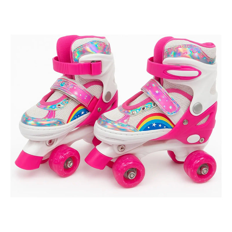 Patines Ajustable Con Luz Y Diseño De Arcoíris Niños Pt-03