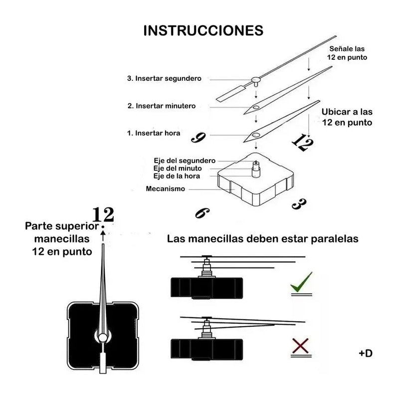 Reloj De Pared 3d Grande 100cm X 100cm Numeros Grandes Y Peq