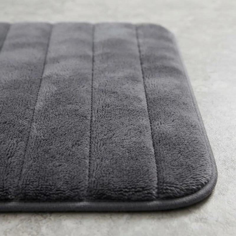 Alfombrilla De Baño Viscoelástica Con Diseño De Rayas 35197 Gris Raya