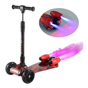 Patineta Scooter Eléctrica Para Niños Con Humo, Bluetooth Y Luces Led Rojas De 3 Ruedas Rojo