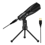 Micrófono Condensador Con Trípode Para Computador Y Cel/usb Color Negro