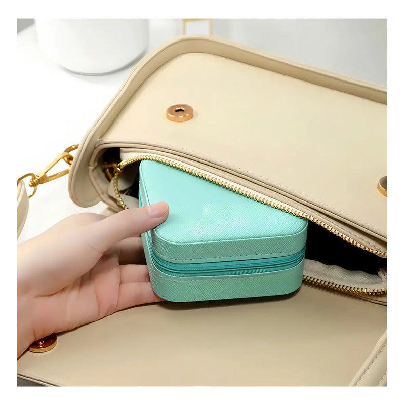 Estuche Pequeño Para Joyas, Bolsa De Viaje, Estuche Para Joyas, Color Verde/agua