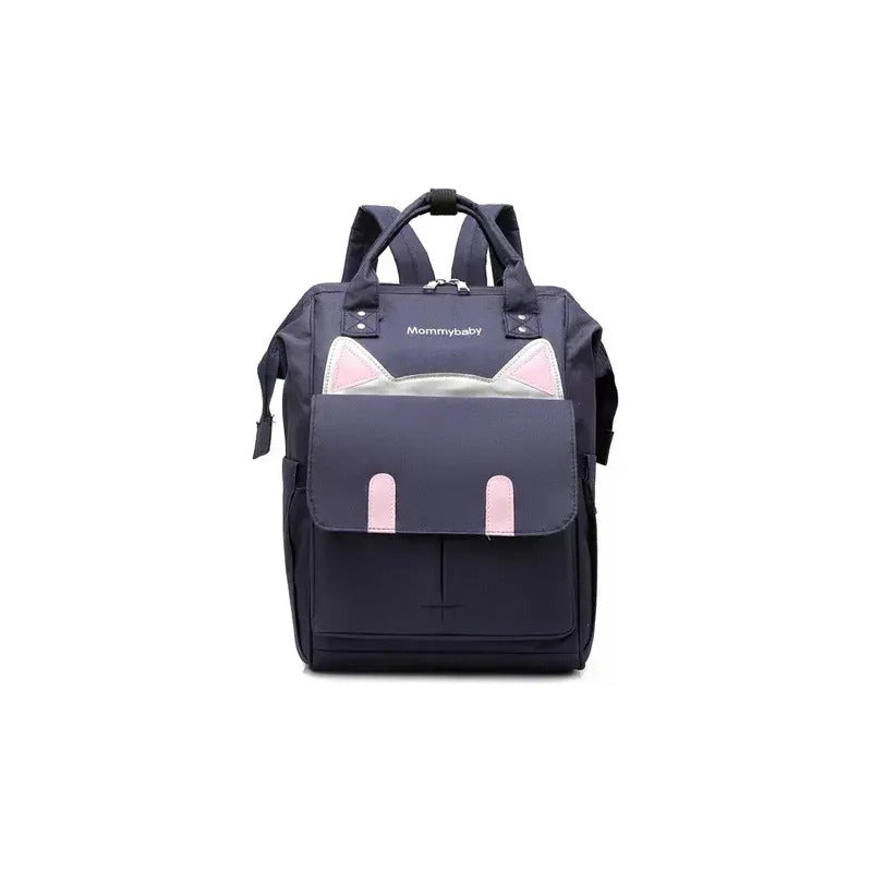 Morral Pañalera Gatica Multifuncional Azul De Tela Oxford