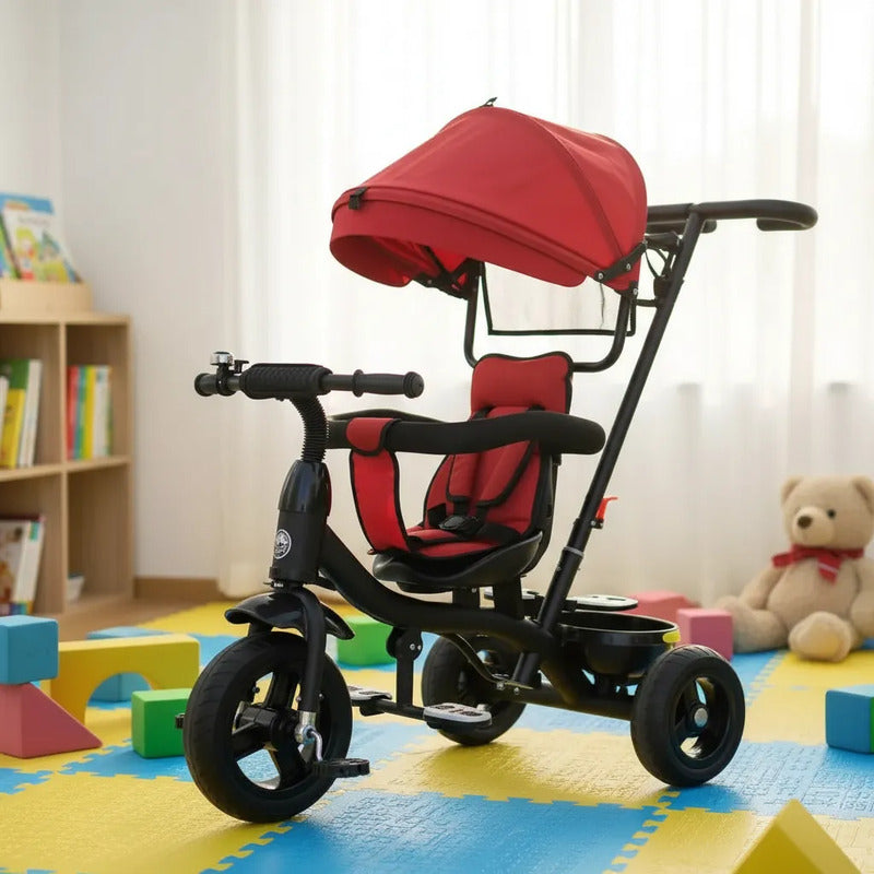 Triciclo Paseador Con Guía Bebe Infantil  Paseador 6041 Rojo