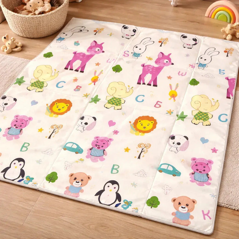 Tapete De Juego Plegable Gateo Bebé 200x180 Cm Doble Faz Pollito-osito