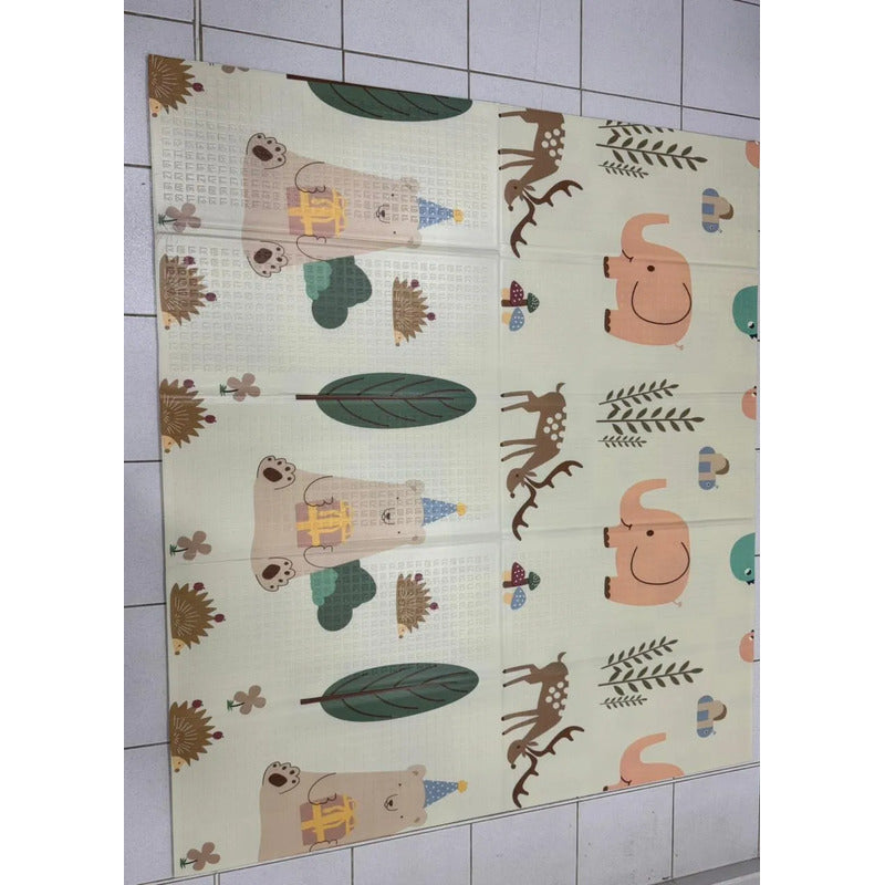 Tapete De Juego Plegable Gateo Bebé 200x180 Cm Doble Faz Elefante-pinguino