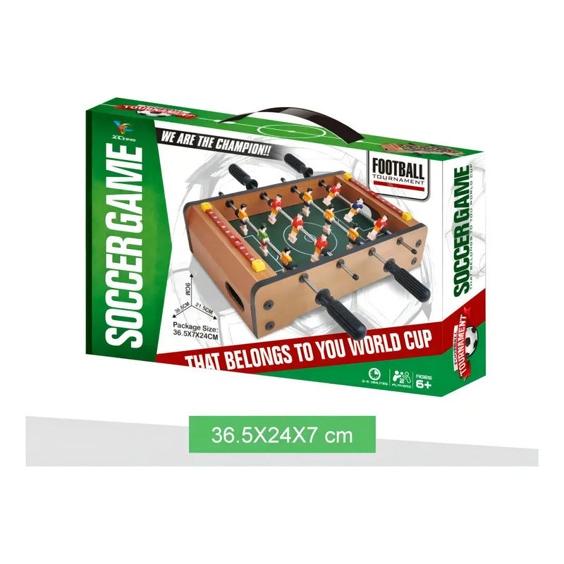 Metegol Mediano 5060 De Madera Juego De Mesa Futbol Niños Tablero Marrón