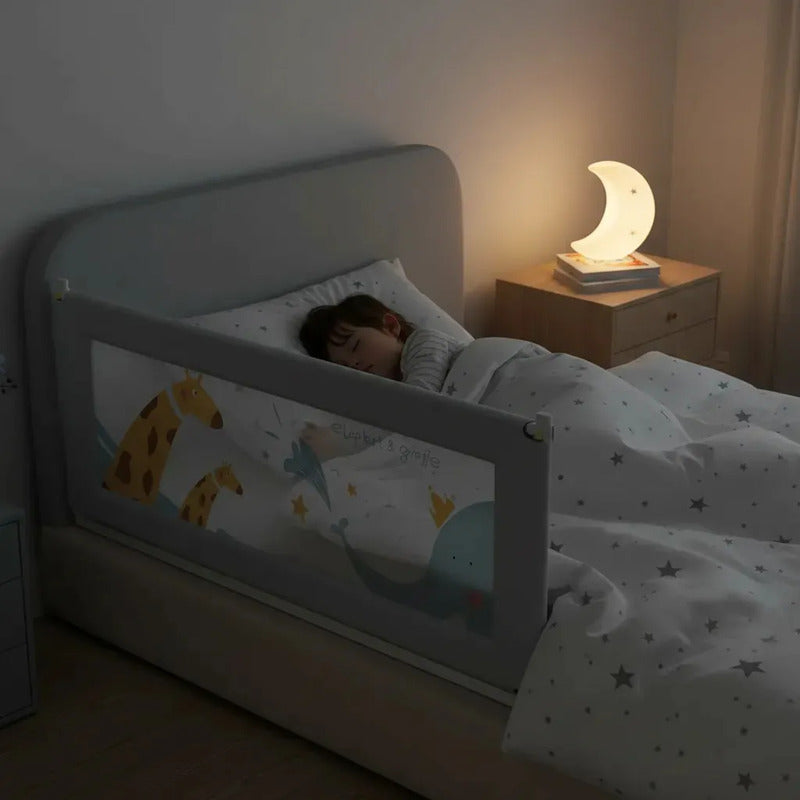 Barandilla Protector De Cama Bebe Infantil Seguridad 2/1.9 Gris Jirafa -elefante