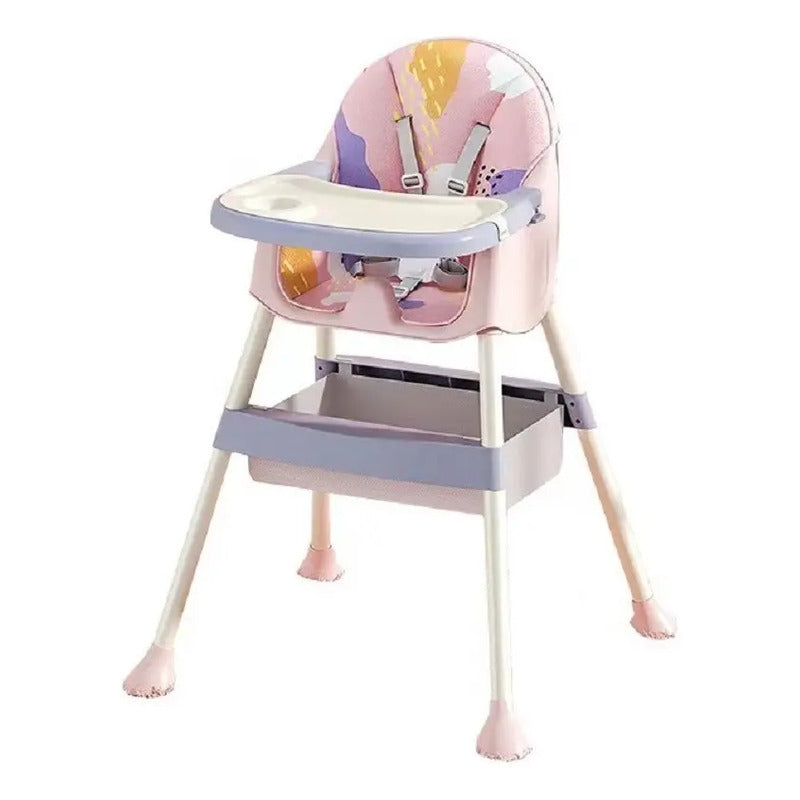 Silla Comedor Para Bebe Portátil Niños Niñas Color Rosado Bolas