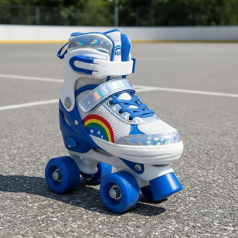 Patines Ajustable Con Luz Y Diseño De Arcoíris Niños Pt-03