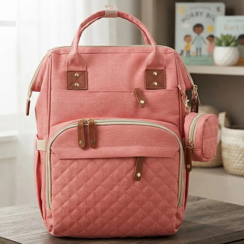 Pañalera Bebe Funcional Múltiples Compartimentos 11519-15 Coral Unicolor
