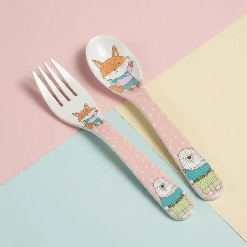 Set Vajilla Bebes Niños Bambu 5 Piezas Plato Con Divisiones