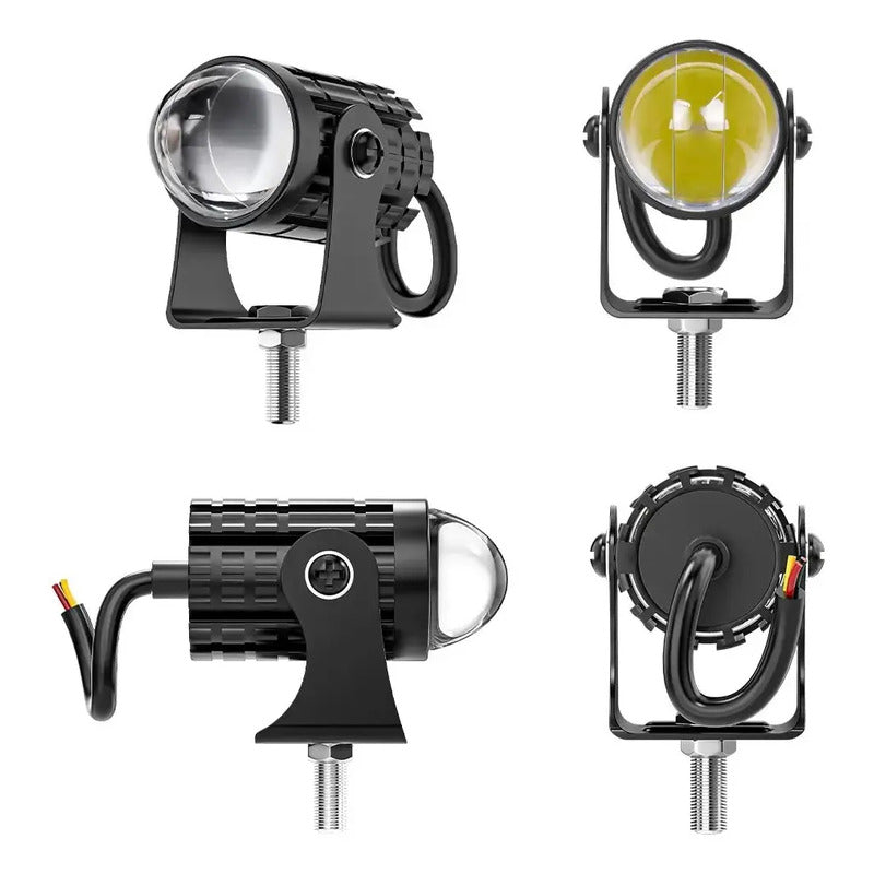 Kit Exploradoras Proyector Nitro Led Luz Bi Color Moto Carro Blanco-amarillo